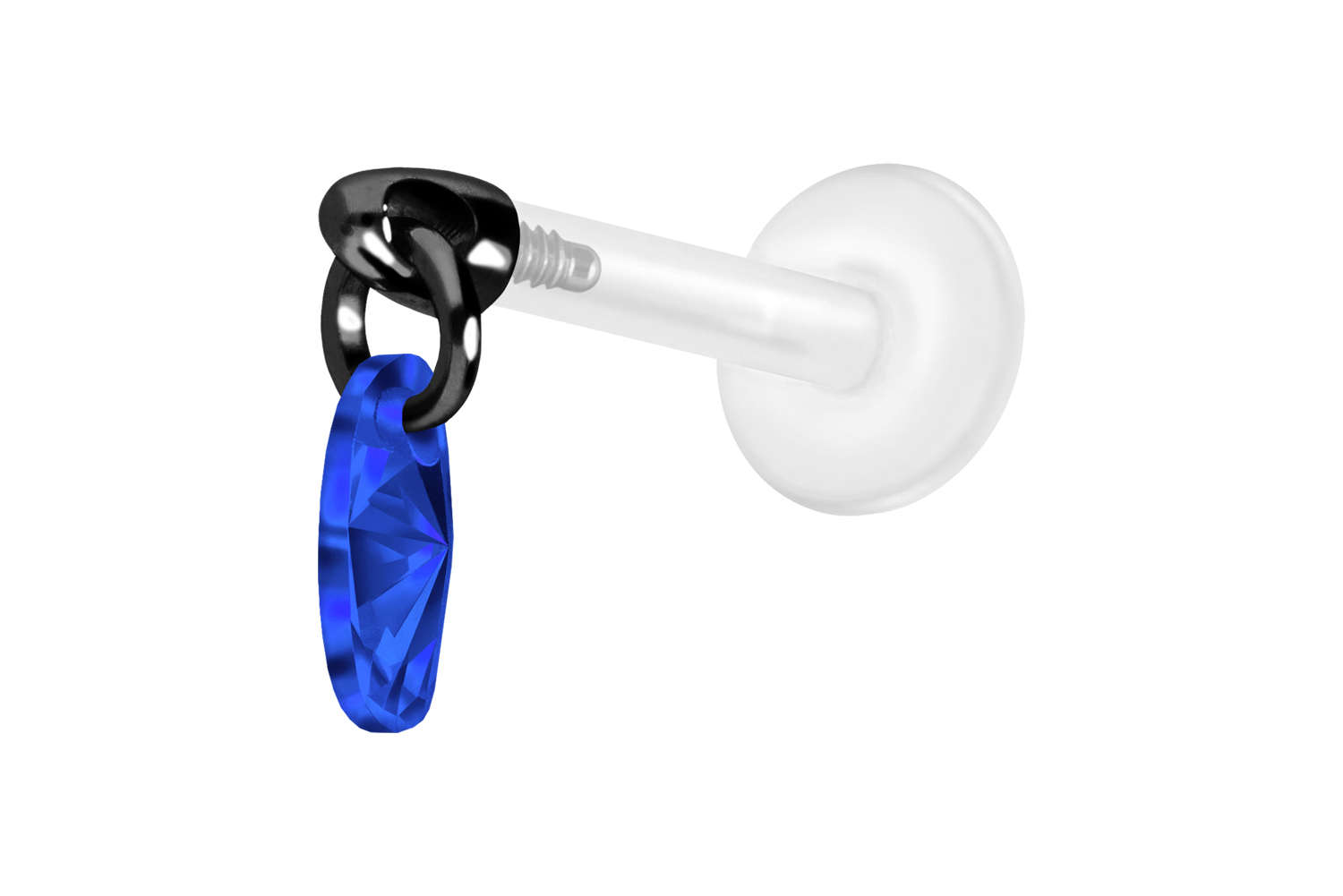 PTFE Labret Piercing mit Innengewinde + Titan-Aufsatz KRISTALLOVAL